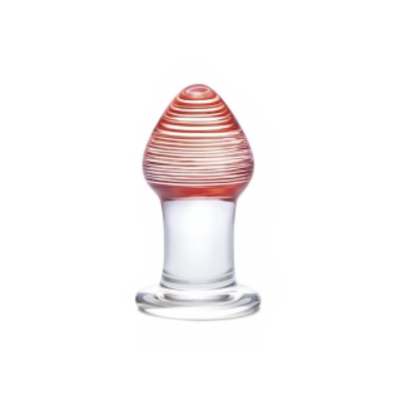 Glass Red Swirly Butt Plug