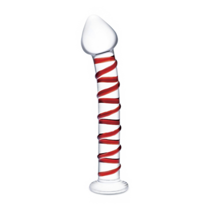 Red Swirly Glass Dildo